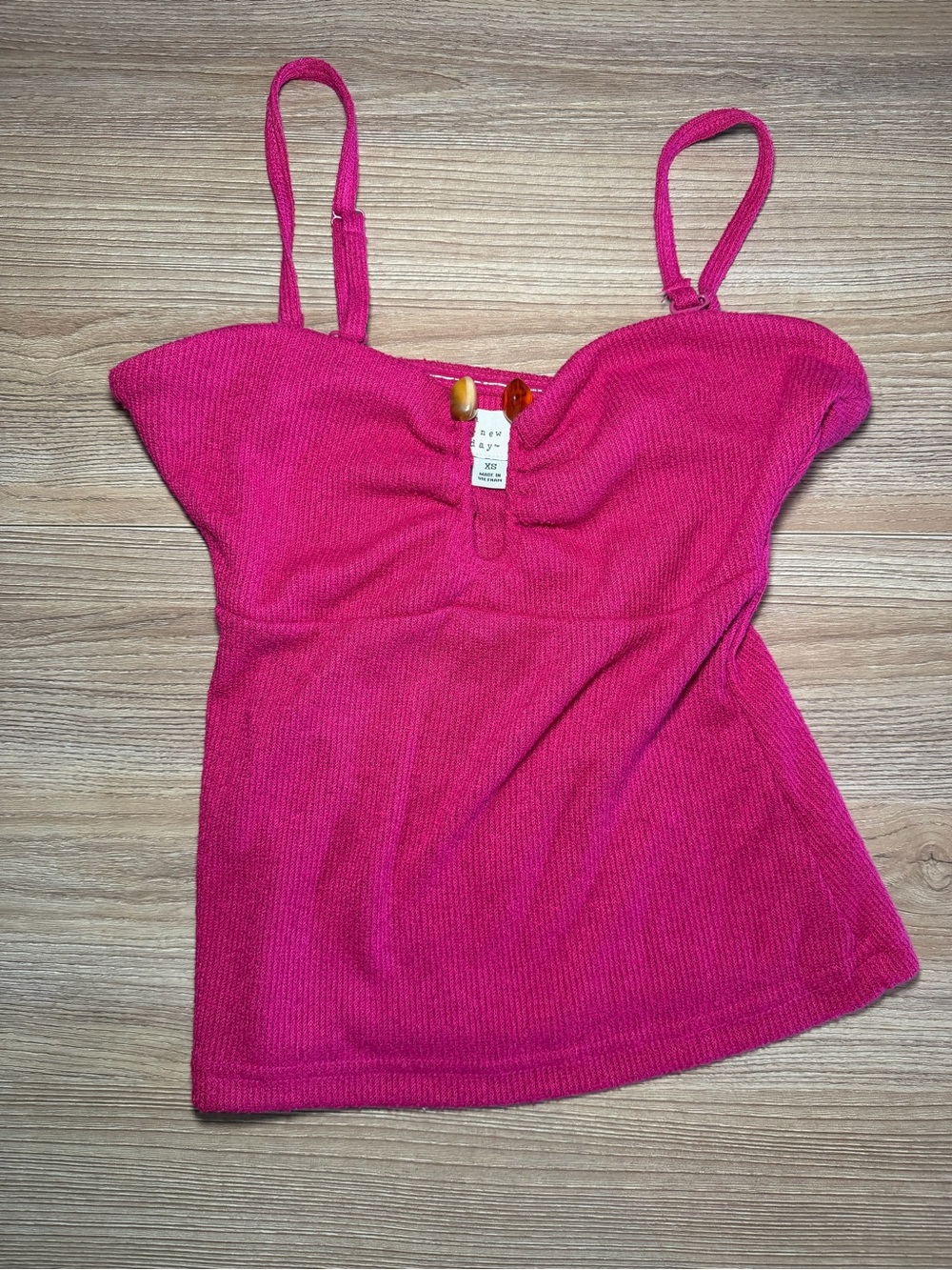 a new day Hot Pink Ribbed Camisole with Spaghetti Straps